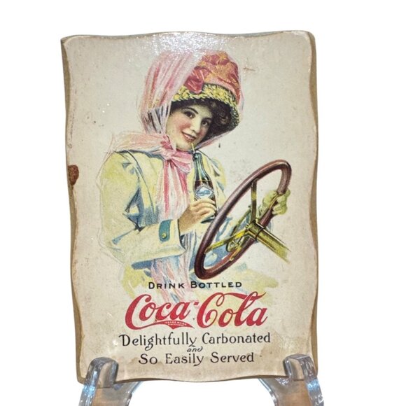 Coca-Cola WOOD Tile Decor 6"x4" Drink Bottled Delightfully Carbonated Retro Sty - Picture 1 of 8